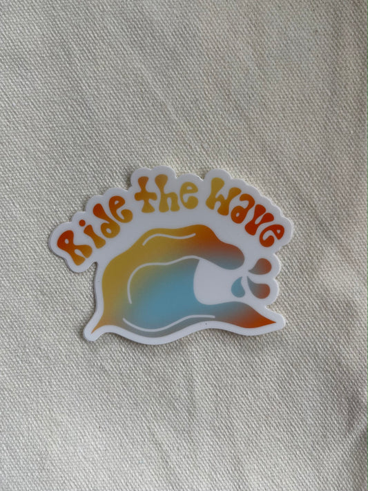Ride the wave sticker